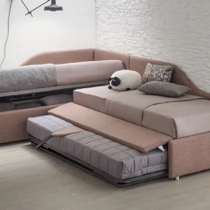 Daybed Singolo in tessuto con secondo letto estraibile o contenitore Joy Estraibile di V&Nice