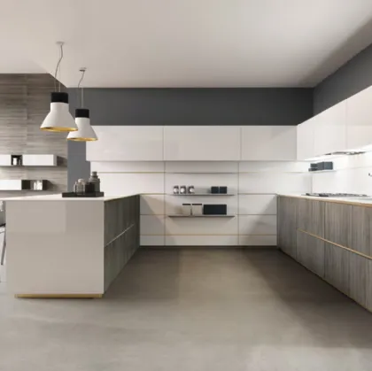 Cucina Design con penisola Mediterraneum Melaminico e Laccato lucido di Scic